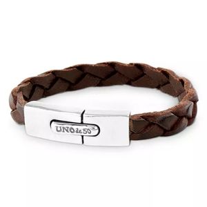 ❤ Uno de 50 In Touch Braided Leather Bracelet
